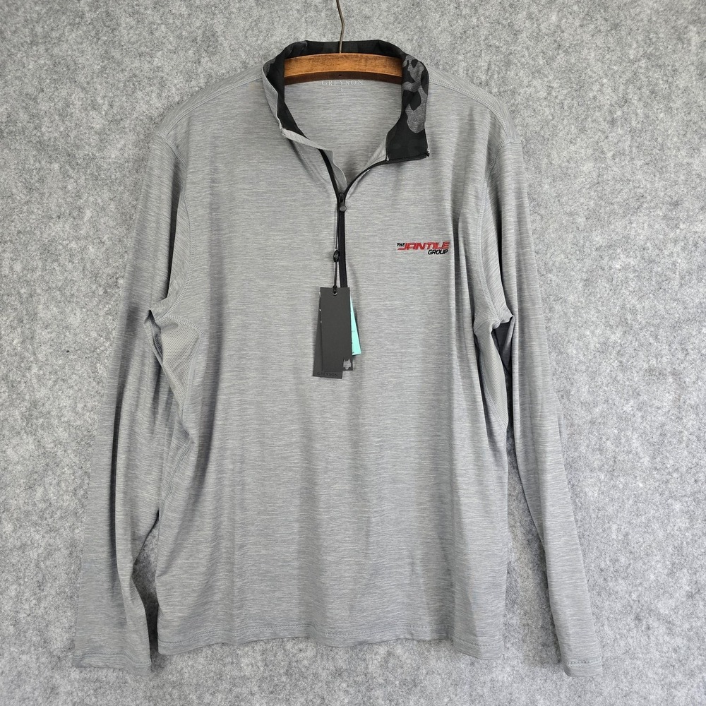 Greyson Pullover Mens Large Gray Quarter Zip Golf Shirt Long Sleeve Brrr w/logo